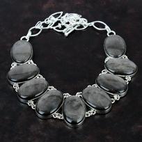 Sidabro blizgesio obsidiano karoliai Tikras brangakmenių karoliai 925 sterlingų sidabro karoliai, reguliuojami grandinės karoliai rankų darbo karoliai, dovana jai Adjustable gray