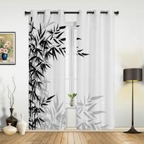 Bambuko lapai juodai balti langų užuolaidos spausdinimo užuolaidos svetainei Modernaus dizaino miegamojo dekoro užuolaidos W135 x H60cm white