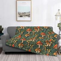 Woodland Psychedelic Mushroom Spray Blanket Flannel Decoration Fantasy Super Warm Throw Blanket for Home Office Bedding Throws 75x100cm 30x40in