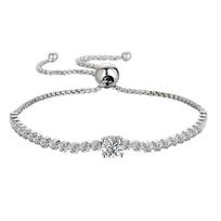 Sterling Silver S925 Mosang Deimantinė traukiama teniso apyrankė sunkiosios pramonės pažangioji platina padengta deimantinė apyrankė Adjustable size white