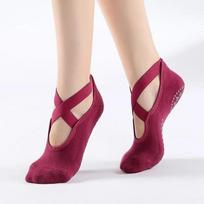 Bandage Yoga Socks for Women Pilates Ballet Dance Cotton Socks Non-Slip Woman Sport Sock Gym Workout Slipper Running Grip Sock One size