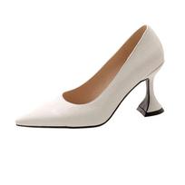 Krazing Pot PU Pointed Toe High Heels Summer Shoes Big Size 43 Prints Leather Office Lady Women Shallow Pumps 34 balta