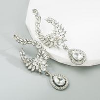 Women Drop Earring Alloy Colored Crystal Creative Geometric Earrings Advanced Sense High Quality Earrings OneSize beige