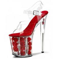 Moterų šokių platforma sandalai Batai 20 cm kulnas kulkšnis 10 cm platforma Sexy with Flower Rose Platforma YKC 34 red