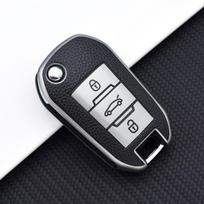 TPU Leather Car Flip Key Case Cover Shell For Peugeot 208 308 408 508 2008 3008 4008 5008 for Citroen C3 C4 CACTUS C6 C8 sidabras