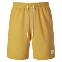 Summer New Solid Color Lace-up Sweatpants Corduroy Simple Quarter Shorts Men's Shorts Casual Pants Yasheng S geltona