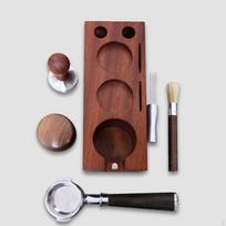 Elegant Wooden Espresso Tamper Stand with Storage Drawer 58mm brown