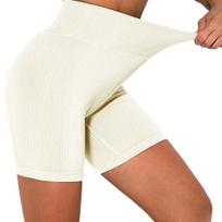 Women Yoga Shorts High Waist Compression Seamless Hip Lift Tight Stretchy Tummy Control Quick Dry S šviesios kavos spalvos