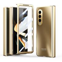 for Samsung Z Fold 4 3 Hinge Protection Full Coverage Case for Samsung Galaxy Z Fold 4 3 Fold3 Fold4 5G Temepred Glass Cover for Samsung Z Fold 4 beige