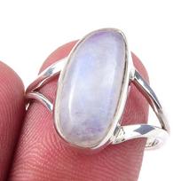 Natural Rainbow Moon Stone Gemstone Handmade 925 Sterling Silver Ring S.8 q5G48 white