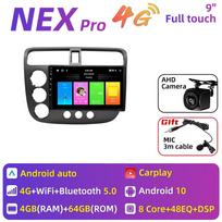 2 Din Automobilio Radijas Honda Civic 2000-2006 m. Android Automobilio Stereo Multimedia Grotuvas Navigacija WIFI FM GPS Garso Autoradio Galvos Blokas 4+64+MIC+AHD
