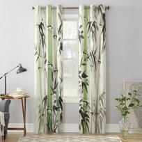 Bambuko miškas Kinijos stiliaus langų užuolaidos svetainei, miegamajam, prabangios modernios virtuvės užuolaidos, audinio užuolaidos 135W x 92H(cm) x1 gray