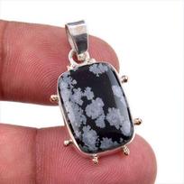 Natūralus Sniego Obsidiano 925 Kieto Sidabro Papuošalo Pakabukas 1,25  z6K51 gray