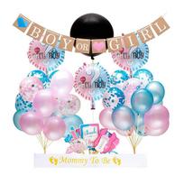 Gender Reveal Party Supplies Balloon Set Baby Shower Decoration Boy Or Girl Flag Photo Props 1 blue