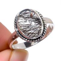 Natural Black Onex Gemstone Handmade 925 Sterling Silver Jewelry Ring S.7 r9z18