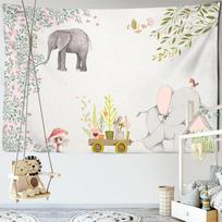 Animacinis banginis vandenyno gobelenas sienų pakabinamas bohemiškas ins vėjo kawaii animacijos menas bendrabučio miegamojo namų dekoras 95x70cm