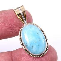 Natural Amazonite Gemstone 925 Solid Sterling Silver Two Tone Pendant 1.50  H1u35
