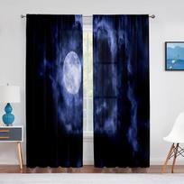 Galaxy Space Violetinė Fantazija Planetos Kalnas Skaidrios Užuolaidos Svetainei Miegamajam Namų Dekoravimui Langų Voilės Tiulio Užuolaida 1 PCS W100XH250cm&Rod Pocket