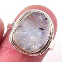 Natural Rainbow Moon Stone Gemstone Handmade 925 Sterling Silver Ring S.6 J4z90 white