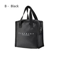 Black Thermal Lunch Bag Portable Cooler Insulated Picnic  Tote Travel Fruit Drink Food Fresh Organizer Accessories Supplies black