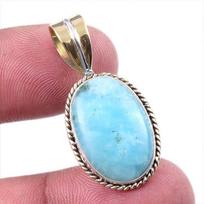 Natural Amazonite Gemstone 925 Solid Sterling Silver Two Tone Pendant 1.50  t0n96