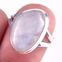 Natural Rainbow Moon Stone Gemstone Handmade 925 Sterling Silver Ring S.8 b0h80 gray