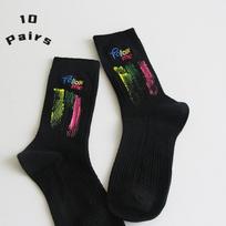 10 porų kojinių Moteriškos kojinės Trend Stacking Kojinės Splash Ink Graffiti raidės Siuvinėjimas Sportinės kojinės One Size beige