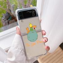 Clear Case For Samsung Galaxy Z Flip 3 4 5G Airbag Shockproof Phone Cover ZFlip3 ZFlip4 Luxury Shell Cartoon The Little Prince Samsung Z Flip 4 5G