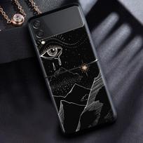 For Samsung Galaxy Z Flip 3 5G Case Luxury Matte Black Hard Phone Cover ZFlip 3 Shockproof Fundas Shell Moon Tarot Mystery Totem Galaxy Z Flip 4 5G