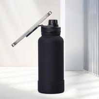Active Lifestyle Stainless Steel Water Bottle with Holder 650ml white