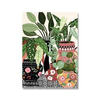 Greek Tile Botanical House Plants Art Nordic Poster Home Decor Boho Green Leaves Decor Picture Modern Wall Art Canvas Painting 21x30cm No Framed