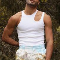 Man Hollow Out Sexy Sleeveless Vest T-Shirt Tight Fitting Summer New Men's Clothing Base Shirt XXXXL vyno raudonos spalvos