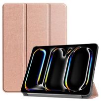 Dėklas iPad Pro 2024 11 colių, magnetinis sulankstomas odinis stovas, kietas planšetinio kompiuterio dėklas iPad Pro 11 2024, išmanusis dangtelis For iPad Pro 11 2024 rožinio aukso spalvos