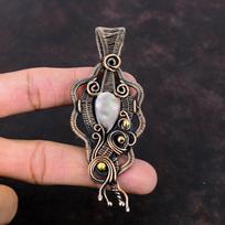 Black Mother Of Pearl Pendant Copper Wire Wrapped Pendant Gemstone Pendant Copper Jewelry Birthstone Pendant Wedding Gift Handmade Jewelry gray