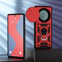 KEYSION Smūgiams atsparus dėklas, skirtas HONOR X9A 5G slankiojančios kameros objektyvo apsauginio žiedo stovo telefono dangtelis, skirtas Huawei Honor Magic 5 Lite 5G for Magic 5 Lite 5G raudona