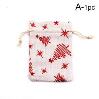 1PC Burlap Satin Bags Drawstring Pouches Candy Bag Gift Bag Christmas Gift Bag Snowflake Bags A-13*18cm white
