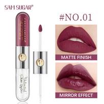 Double Head Non Stick Cup Mirror Lip Gloss Easy To Apply Color Overlay Glossy Lipstick beige