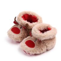 Winter Snow Baby Boots Faux Fur Warm Fluff Balls Indoor Cotton Soft Sole Infant Newborn Toddler Baby Shoes 0-18M 12cm beige