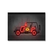 Vintažinis neoninis animacinis policijos automobilis SUV transporto priemonė automobilis retro plakatai metalinė skardos iškaba plokštelė vaikui garažo kambariui namų sienų meno dekoracija 20x30cm gray