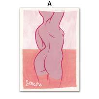 Canvas Painting Pink Red Abstract Line Body Flower Vase Posters And Prints Living Room Home Decor Wall Art Pictures 21X30cm No Frame white