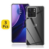 3 vnt. Skaidrus dėklas Motorola Moto Edge 40 30 Pro 30 Ultra 20 telefonams, storas smūgiams atsparus minkštas silikoninis telefono dangtelis Moto Edge 40 Neo 5G Moto Edge 30 Pro gray