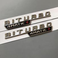 BITURBO 4MATIC+ Red Plus Car Styling Fender Emblem Badge Sticker Decal for C CLA CLS E G M S ML SLK Class W211 W203 W204 W163 juoda/sidabras