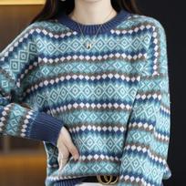 Autumn and Winter Women's Sweater Thickened Soft Waxy Women's Knitted Undercoat Loose Outwear Slouchy Sweater S mėlyna