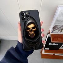 Grim Reaper Skull Skeleton Original Square Liquid Silicone Phone Case For iPhone 14 11 12 13 Pro Max Mini X XS XR 7 8 Plus Cover iPhone 14 Plus black