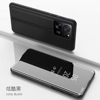 „Xiaomi 13T Pro Case Clear View Mirror Flip Stand“ telefono dėklas, skirtas „Xiaomi Mi13T Mi 13T 13 T Pro Xiaomi13T“ smūgiams atsparus galinis dangtelis For Mi 13T Pro sidabras
