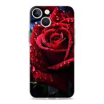 Phone Case For iPhone 15 14 13 12 Mini 11 Pro Max XS X XR 7 8 Plus Clear Shockproof Silicone Cover Beautiful Red Rose Flowers iPhone 15Pro Max black