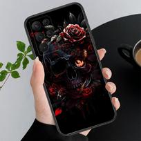 Kaukolės Gėlės Meno Telefono Dėklas S24 S23 S22 S21 S20 Ultra S20 S22 S21 S23 S20 FE S24 Plus S23Plus black