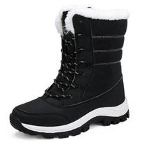 Women's Winter Snow Boots Medium Tube Plus Velvet  Women's Boots Thicken Warm Student Cotton Shoes 35 black
