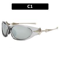 Women's sunglasses, metal hinges, personalized hip-hop, fashionable outdoor sunshade, beach driving and riding, men's glasses gray