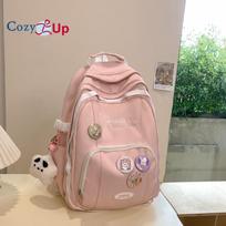 Campus Backpack Large-capacity Female Durable High-value College Student Backpack 30x18x45cm rožinė